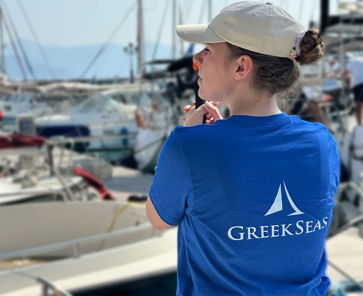 Greek Seas crew member at the marina